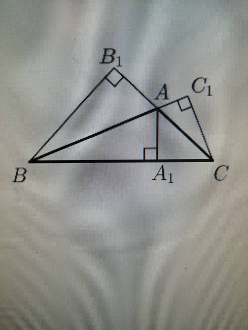 В треугольнике ABC проведены высоты AA1, BB1, CC1. Чему равны углы треугольника A1B1C1, если ∠A=110,