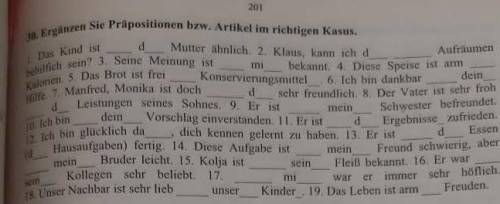 30. Ergänzen Sie Präpositionen bzw. Artikel im richtigen Kasus