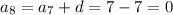 a_8 = a_7 + d = 7 - 7 = 0