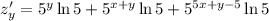 z'_y=5^y\ln5+5^{x+y}\ln5+5^{5x+y-5}\ln5