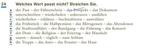 Übung 24. Welches Wort passt nicht? Streichen Sie. (задание в закрепе)