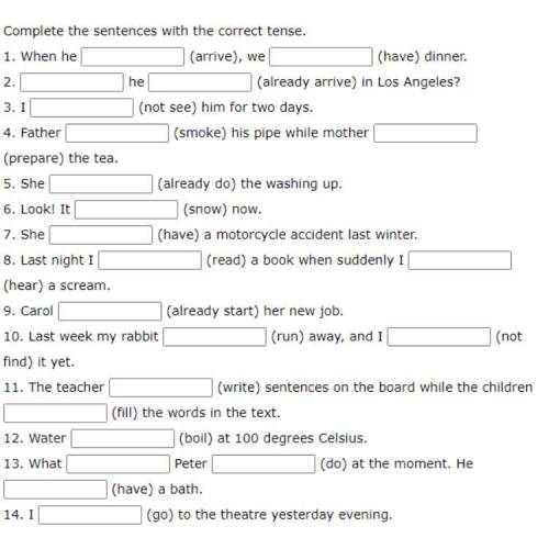 Complete the sentences with the correct tense