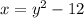 x=y^2-12