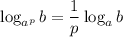 \log_{a^{p}}b = \dfrac{1}{p} \log_{a}b