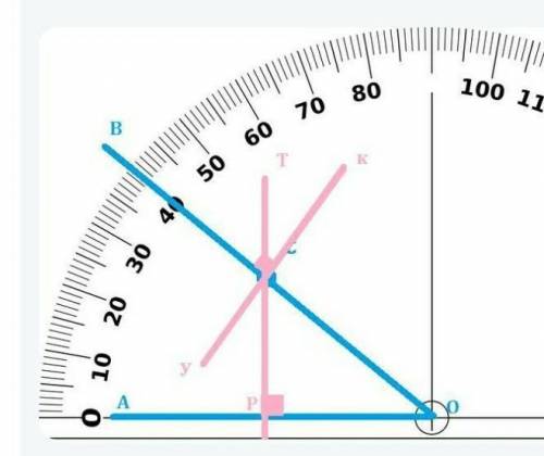 10. Постройте угол АОВ, равный 40° . Отметьте точку C на стороне OB и проведите через нее прямые, пе