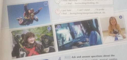 2 Which of the hobbies in Ex. 1 can you see in the pictures? Which are related to: sports; the arts;