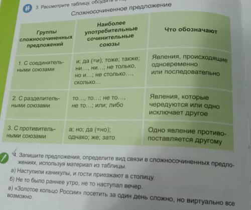 Запишите предложения, определите вид связи в сложносочиненных предло- жениях, используя материал из