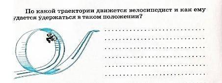 По какой траектории движется велосипедист и как ему удается удержаться в таком положении?