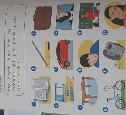 Bag bicycle book boy can computer girl pen phone poster table teacher 1 2 3 5 4 6 8 9 7 y 11 12 10