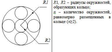 Составить программу на Python, которая строит окружность внутри которой располагает несколько окружн