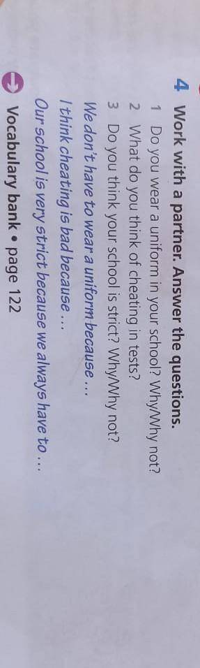 1 Do you wear a uniform in your school? WhWhy not What do you think of cheating in tests? Do you thi