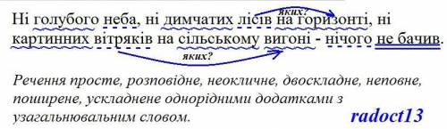 Синтаксичний розбір 9 класс речення Ні голубого неба ні димчатих лісів на горизонті, ні картинних ві