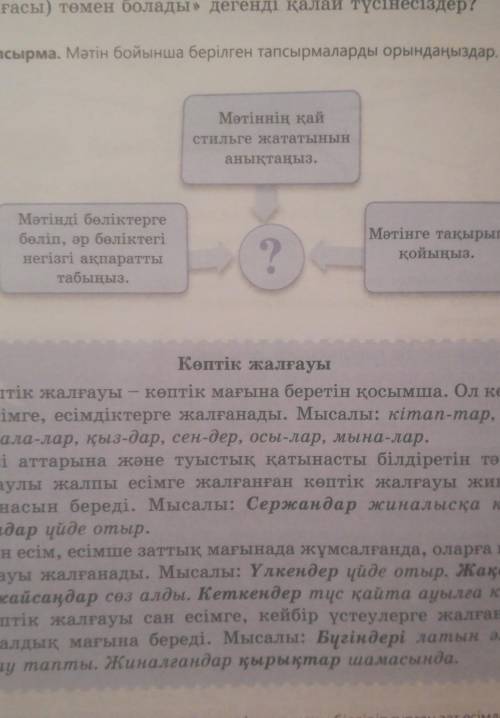 Мәтін бойынша берілген тапсырмаларды орындаңыздар.