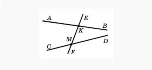 Прямая EF пересекает прямые AB и CD. Укажите все пары дополнительных лучей с началом в точке K