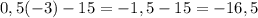 0,5 (-3) -15= -1,5-15 = -16,5