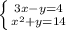 \left \{ {{3x-y=4} \atop {x^2+y=14}} \right.