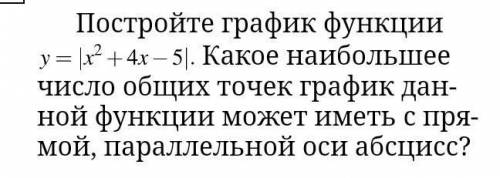 Постройте график функции y = |x^2 + 4x -5|. Какое наибольшие число общих точек график функции может