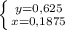 \left \{ {{y=0,625} \atop {x=0,1875}} \right.