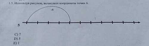 E) о 1.5. Используя рисунок, вычислите координаты точки А-4——5C) 7D) 5E) 1