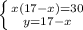 \left \{ {{x(17-x)=30} \atop {y=17-x}} \right.