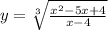 y = \sqrt[3]{ \frac{ {x}^{2} - 5x + 4 }{x - 4} }