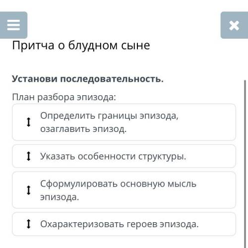 Притча о блудном сыне Установи последовательность. План разбора эпизода: Определить границы эпизода,