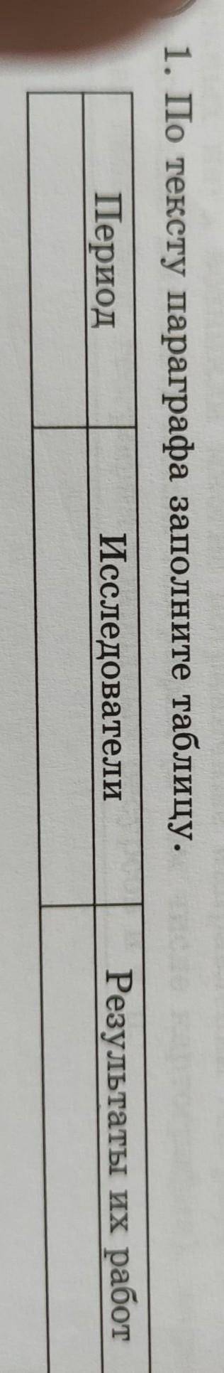 По тексту параграфа заполните таблицу. Период Исследователи Результаты их работ.