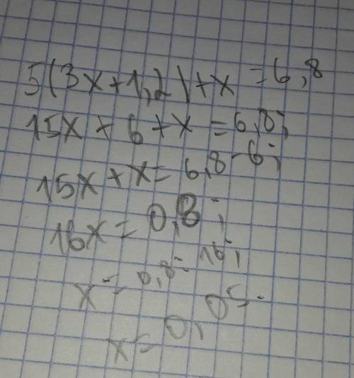 5(3x+1,2)+x=6,8 Jddjdjdhdhdhdnxjxn