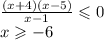 \frac{(x + 4)(x - 5) }{x - 1} \leqslant 0 \\ x \geqslant - 6