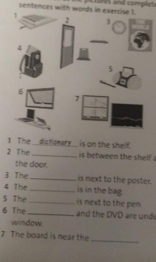 2 Look at the pictures and complete the sentences with words in exercise 1.