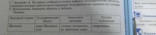 Задание 3. На картах учебника и атласа найдите географические объекты, в названии которых присутству