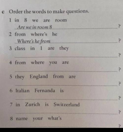 Order the words to make questions .