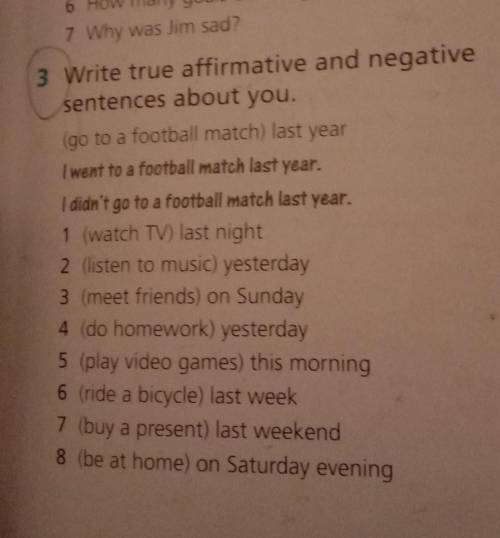 Write true affirmative and negative sentences about you.