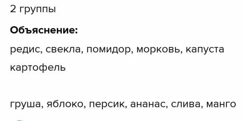 Укажите, на сколько групп можно разделить слова в зависимости от лексического значения. Редис, груша