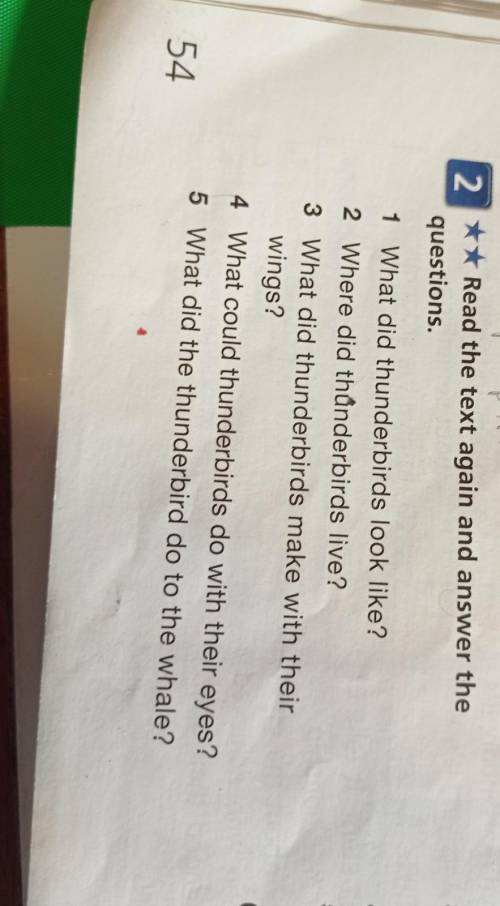 2 ** Read the text again and answer the questions. 1 What did thunderbirds look like? 2 Where did th