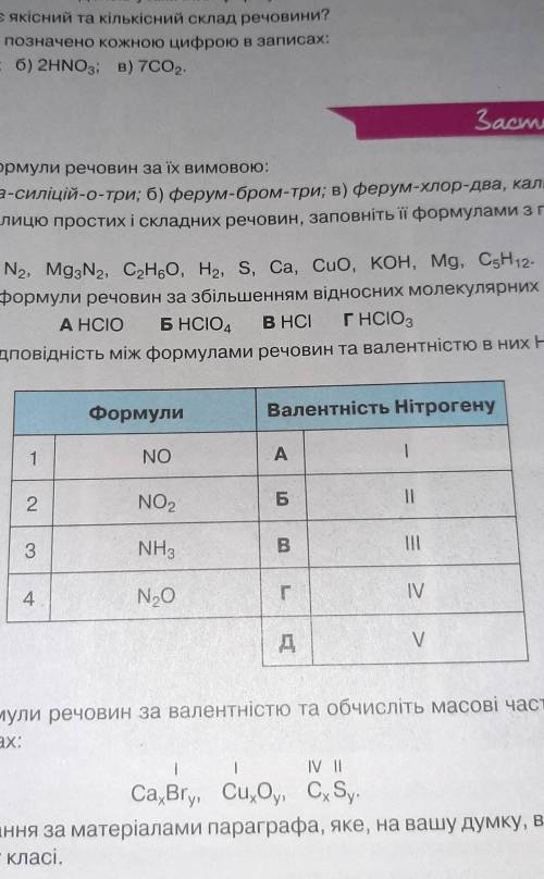 Установіть відповідність між формулами речовин та валентністю в них Нітрогену