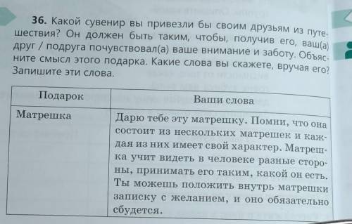 36. Какой сувенир вы привезли бы своим друзьям из путе. шествия? Он должен быть таким, чтобы, получи