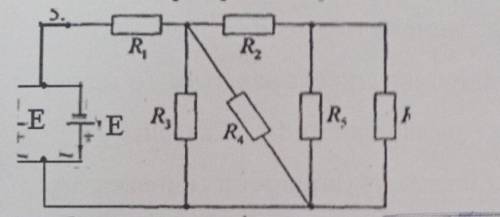 Дана ЭЦ по вармантам и необходимые параметры: R1=R2=R3=20 Om; R4=R5=R6=10 Om; E=4B; r0=2 Om. Найти т