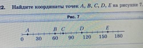 22. Найдите координаты точек A, B, C, D, E на рисунке 7. Рис. 7 B C D D E о 30 60 90 120 150 180