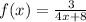 f(x) = \frac{3}{4x + 8}