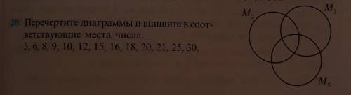 Перечертите диаграммы и впишите в соот- ветствующие места числа: оо 5, 6, 8, 9, 10, 12, 15, 16, 18,