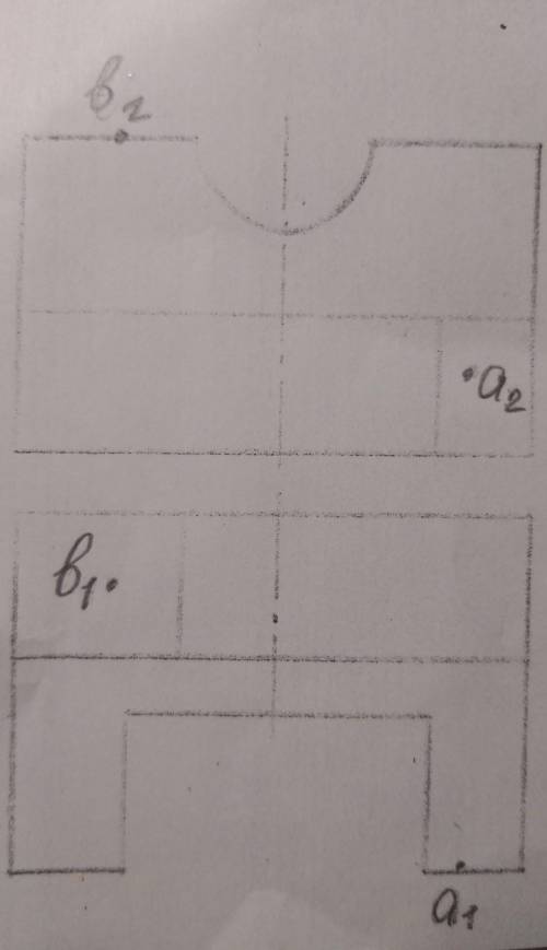 по 2 проекциям построить 3 вид детали. восстановить линии. найти b3 a3. построить в осях аксометрчес