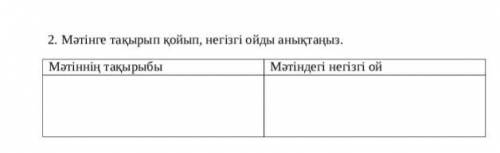 2.Мәтінге тақырып қойып,негізгі ойды анықтаңыз.Задание на фото.Б 30 даю