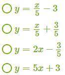 Укажите функцию, обратную к функции y=5x−3.