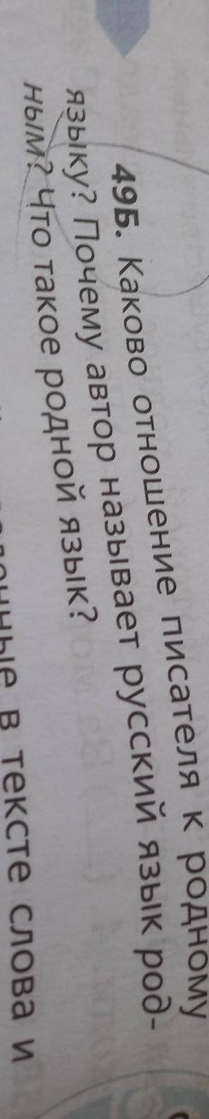 49Б. Каково отношение писателя к родному языку? Почему автор называет русский язык родным? Что такое