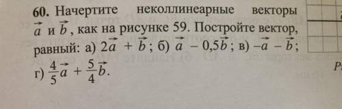 60. Начертите неколлинеарные векторы аиѣ, как на рисунке 59. Постройте вектор, равный: а) 2а + b; б)