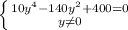 \left \{ {{10y^4-140y^2+400=0} \atop {y\neq 0}} \right.