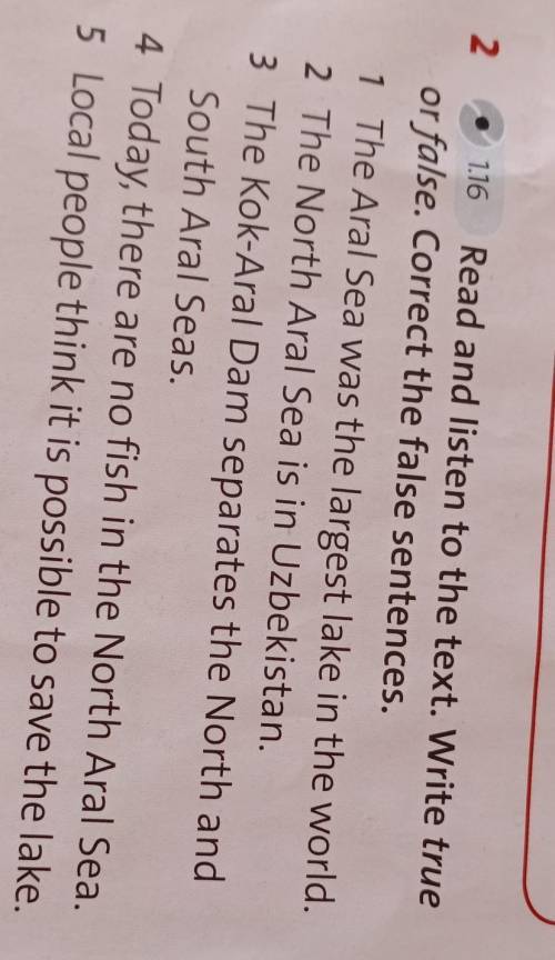 Read the text and listen to the text Write true or false sentences please!