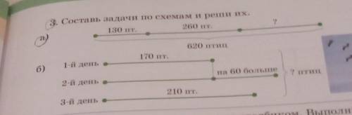 3. Составь задачи по схемами реши их. 130 пт. 260 пт. ? 620 птиц