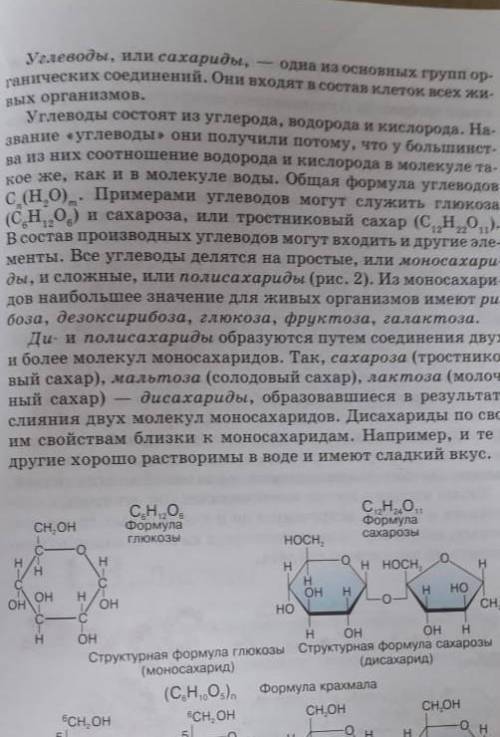 Прочитать параграф5,в тетради написать какие углеводы бывают с использованием этого текста